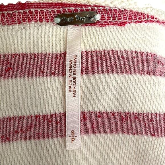 Free People Women's White Red Stripe Long Sleeve Full Zip Peplum Jacket SMALL - Picture 12 of 12